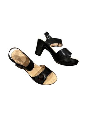 Patrizia By Spring Step Dade Black Covered Heeled Sandals 38
